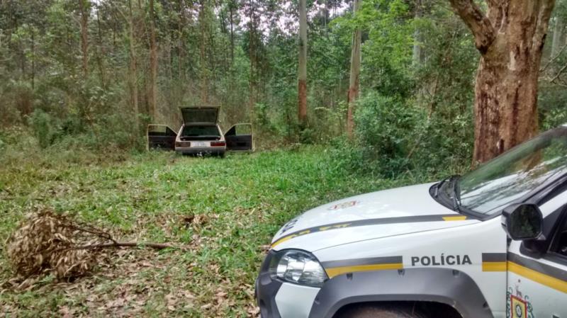 Carro furtado é encontrado em matagal