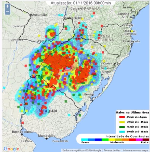 Incidência de raios aumenta no Estado nesta terça-feira