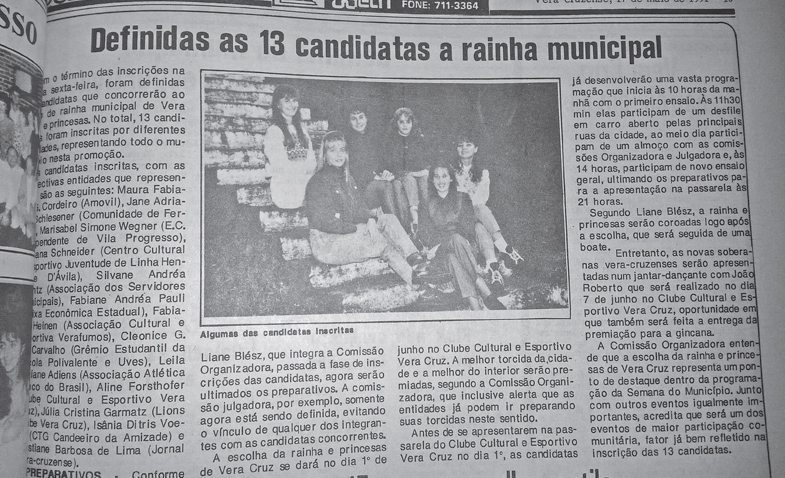 Na primeira Escolha de Soberanas, 13 candidatas